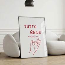 1 pieza Obra de arte de pared con palabras inspiracionales en italiano, impresiones de buenas vibras, carteles, pintura de lienzo minimalista, arte de pared moderno para decoración de sala de estar, con marco opcional