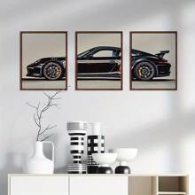 3 pôsteres de carros pretos sem moldura, pôsteres de carros esportivos, decoração de parede de carro moderna, presente para entusiastas de carros, pôsteres de supercarros, decoração de parede para escritório, casa, dormitório, arte de parede em estilo moderno