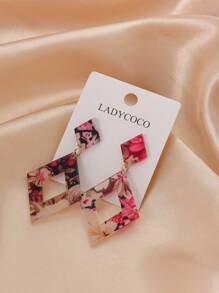 1 par de pendientes de resina elegantes y con diseño geométrico, apropiados para mujeres para citas, fiestas y uso diario
