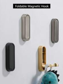 4PCS/2PCS/1PC 可折叠隐形磁性挂钩，铝合金金色浴室壁钩，卧室门钩，适用于衣柜围巾帽子长袍钥匙钱包包衣钩（带螺丝，需打孔）