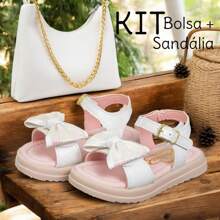 KIT Sandals With Handbag Children's Girl Women's Casual Party Trio Flowers Flower Girl 20 To 27