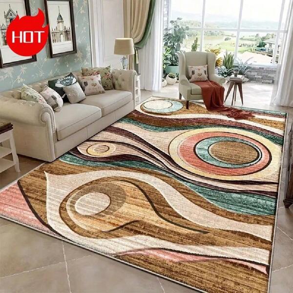 A Large Area Rug With Modern Abstract Style, Featuring Luxurious And Vibrant Color Combinations That Complement Various Home Decors. Made Of High-Density Material With Anti-Slip Particles On The Bottom For Enhanced Friction.