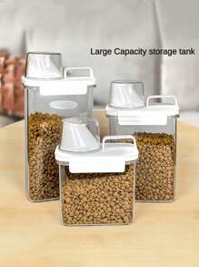 1pc Airtight Food Storage Container For Pet Food, Grain, Cat Litter, Large Capacity With Measuring Scale Lid And Carry Handle, Variety Of Sizes Available