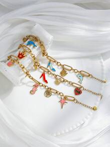 Mazuer 1 pieza Pulsera de charm elegante minimalista y versátil de oro estilo vintage para el verano y la playa, diseño chic para mujeres, regalo para el Día de la Madre, Y2K, Ramadán Eid, Acción de Gracias, Fiesta del Día de la Independencia, uso diario y casual, vacaciones