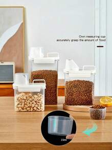 1pc Airtight Food Storage Container For Pet Food, Grain, Cat Litter, Large Capacity With Measuring Scale Lid And Carry Handle, Variety Of Sizes Available