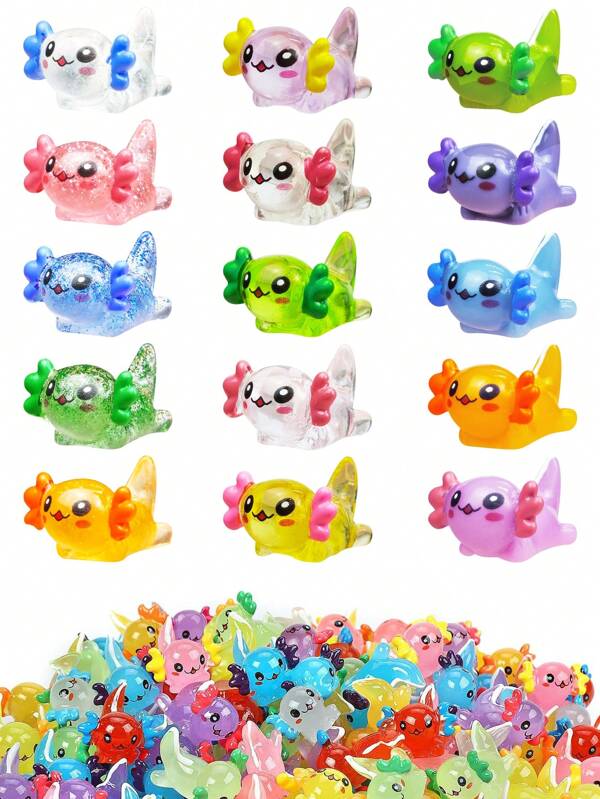 2/24/48Pcs Mini Axolotl Resin Charms Miniature Axolotl Ornament Tiny Animal Figures For DIY Garden Dollhouse Birthday Party Decoration Aquarium