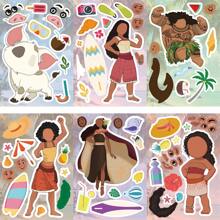 Disney 8pcs Disney Moana Face Collage Stickers Decorative DIY Phone Case Laptop Skateboard Computer Funny Gift Waterproof Sticker