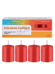 4pcs/Box Candle Pillars, Smokeless Odorless Residue-Free Pillar Candles, 4 Colors, Atmosphere Candles, Blessing Candles, Wish Candles, Lucky Candles, Candle Holder Candles, Wedding Candles, Party Candles, Dining Table Candles