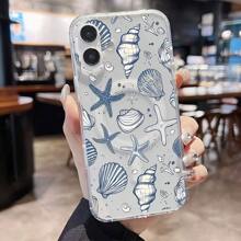 Ocean-Themed Mobile Phone Case, Decorated With Seashells And Starfish Design, Suitable For IPhone 16, 15, 14, 13, 12 And 11 Pro Models, Made Of TPU Material, And Provides Shockproof Protection. Perfect For Beach Lovers, Family, Friends, Children, Birthdays, Summer, Holidays, Boyfriends, Girlfriends, And Valentine's Day Gifts