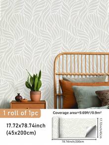 1 pieza de papel tapiz con estampado de líneas con forma de hoja, de quita y pon, duradero, adecuado para habitaciones infantiles, jardines de infancia, estudios, salas de estar y otros espacios interiores para cubrir defectos de la pared y embellecer puertas de gabinetes, mesas y sillas, disponible en 3 tamaños: 17.71x78.74 pulgadas, 17.71x118.11 pulgadas, 17.71x196.85 pulgadas - Multicolor - Ver 20