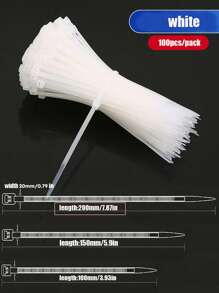 100 Black/White, Colored Cable Ties, Heavy-Duty High-Quality Plastic Ties With Tensile Strength, Self-Locking White Nylon Ties For Indoor And Outdoor Use