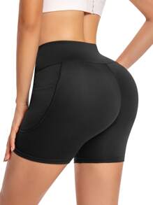 Women's Outdoor Cycling Yoga Leggings, High Waist Casual Shorts For Summer, Workout Skinny Pants With Pockets