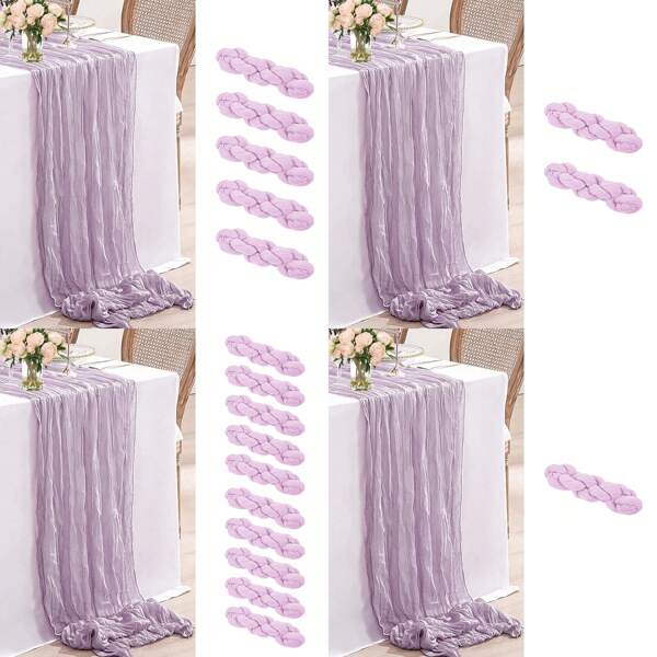 90cm*300cm/90cm*180cm-Lavender Color Rough Cotton Tablecloths, Cheese Cloth Table Runner - Rough Gauze Tablecloths - Gauze Tablecloths Rustic Sheer Tablecloths For Wedding-Birthday-Gift-Giving Party-Party Decoration-Valentine's Day Decoration