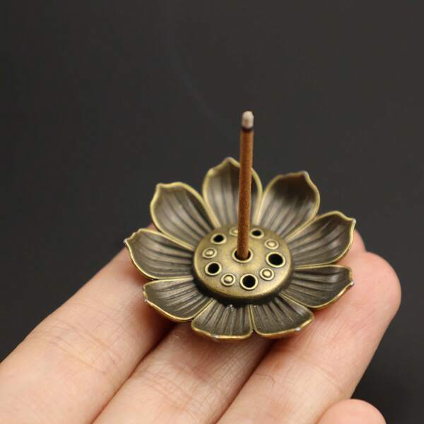 1pc Metal Mini Lotus Incense Holder, Suitable For Incense Sticks, Perfect Home Decor For Yoga, Office, Camping And Christmas Celebrations, Backflow Incense Accessories, Ideal For Thanksgiving