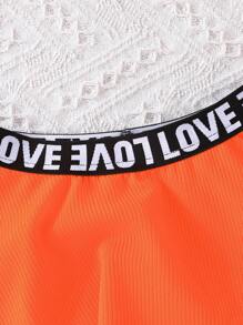 2pcs/Set Young Girl Energetic "Love" Sleeveless Tank Top & A-Line Skirt Set, Summer