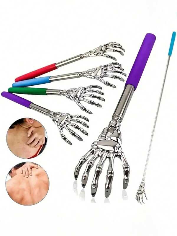 1PC Extendable Back Scratcher, Stainless Steel Portable Telescopic Rubber Handle Back Scratchers For Thanksgiving, Birthday, Christmas Gifts