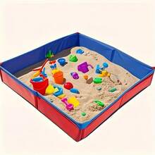 Large Portable Folding Sand Table - Durable Thick Oxford Non-Woven Fabric Structure Is Wear-Resistant, The Sturdy Foldable Structure Enhances Durability, Easy To Store And Transport, The Lightweight Foldable Design, All-Weather Outdoor Beach Game Accessories, Blue/Red Square Sandbox, And Materials, Summer Outdoor Game Toys,