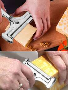 2pcs Cheese Slicer Kit, Stainless Steel Wire Cheese Cutter & Cheese Shaver Cheese Slicer Handheld Non-Stick Cheese Plane Butter Food Slicer For Block Cheese Butter - Silver - View 4