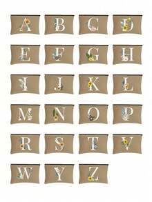 Initial Letter A-Z Flower Print Makeup Bag,Portable Toiletry Bag,Initial Pouch,Zippered Cosmetic Bag,Multi-Purpose Wash Bag,Storage Bag,Daisy Flower Pattern,Cosmetic Pouch For Small Items Storage,Clutch Bag, Lightweight Foldable Storage Bag, Teacher Gift Clutch Bag,Storage For Nurses, Doctors, Teachers Bag, ,Initial Cosmetic Bag,Suitable For Travel, Bridal Party, Or Daily Use, Beach, Mother'S Day Gift, Easter Gift, Birthday Gift