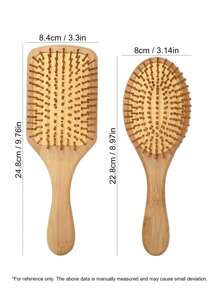 1 Pc /2pcs Large Air Cushion Bamboo Comb,Bamboo Paddle Hair Brush With Handle, Natural Bamboo Comb Paddle Detangling Hairbrush, Suit For Women Men And Kids ,Portable Detangling Haircomb For Massaging Scalp,Thin/Curly/Dry Hair (Yellow),Back To School,Travel Holiday Essentials,Hair Accessories For Women