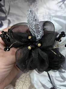1 Accessorio per capelli elastico e di alta qualità con cristallo a forma di girasole, di grandi dimensioni, elegante e sofisticato, accessorio chic per acconciature adatto all'uso quotidiano