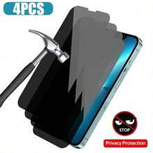 4Pcs Full Coverage Anti-Spy Screen Protector For IPhone 16 15 14 Pro Max 11 12 13 Pro Mini X XR XS Max Glass