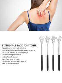 Stainless Steel Back Scratcher,Extendable Stainless Steel Back Scratcher - Telescopic Rubber Handle, Portable, Adjustable Length, Ergonomic Design, Perfect For Personal Use Or As A Gift For Thanksgiving, Birthday, Christmas