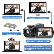 Nicamery Videocámara Full HD 1080P 36.0MP con pantalla IPS rotativa de 3.0 pulgadas, zoom digital 16X, incluye tarjeta de memoria de 32GB y 2 baterías (negro)