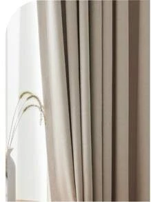 1pc Pole Pocket Herringbone Curtain, Blackout Chenille Fabric, Lightweight & Luxurious, Minimalist Style For Bedroom Or Living Room, Home Decor