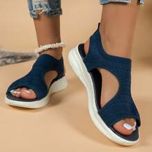 Women's Low Wedge Sandals Casual Hollow Out Sandals Lightweight Slip On Walking Shoes