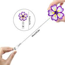 1 pezzo Porta badge retrattile con molletta a coccodrillo girevole, con fiori multicolore glitterati, adatto per infermieri, medici, ufficio, studenti e lavoratori, forniture scolastiche regalo, ritorno a scuola