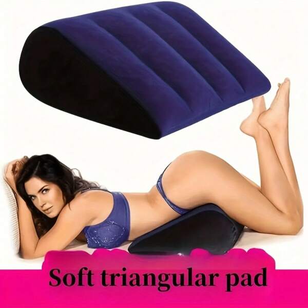 SM Product, Sex Toys, 1pc Soft & Comfortable Inflatable Wedge Pillow - Ergonomic, Non-Electric, PVC Material, Blue With Black Base - Ideal For Couples' Emotion