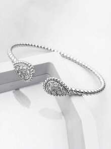 全新时尚欧美畅销经典双水滴水钻开口手镯，奢华精致百搭优雅女士礼物，浪漫珠宝批发 - 水滴手鐲 - 查看 13