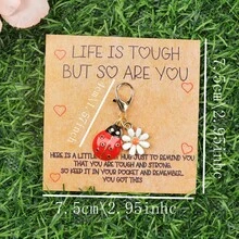 1pc/5pcs Charming Ladybug & Daisy Keychains With Inspirational Pocket Hug Cards - Decorative Metal Lobster Clasp Key Rings, Perfect For Birthdays, Weddings, Back-To-School, Graduation, Christmas, Valentine's Day, And More Backpack For School Halloween Accessories Teachers Day Gift Ideas Bag Accessories Lanyards With Id Holder Car Accessories Bag Charms - Multicolor - View 7