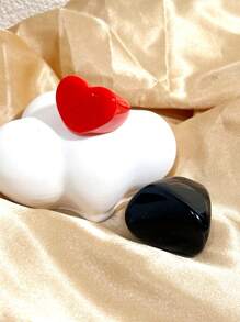 2pcs Minimalist Smooth Textured Wide Asymmetrical Square Resin Rings, Minimalist Style Suitable For Daily Wear