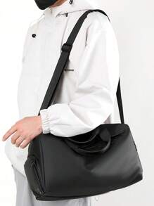 Sac fourre-tout imperméable pour hommes, avec un compartiment à chaussures indépendant, grand sac à bandoulière noir de grande capacité, sac à bandoulière, bagage de couleur unie simple, multifonctionnel, pour les étudiants, les adolescents, les étudiants de première année, la dortoir universitaire, pratique, retour à l'école, vacances, voyage