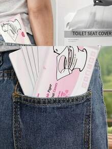 10/20/30/50片一次性马桶盖保护套纯木浆普通厕所一次性便携式马桶用品马桶座套 - 彩色 - 查看 6