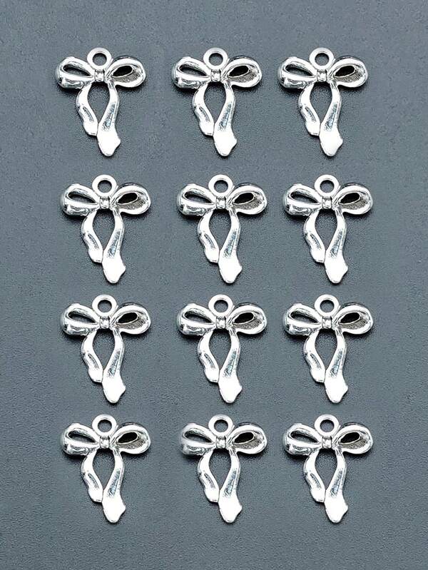 12pcs Vintage Zinc Alloy Electroplated 3D Bowknot Pendant Earrings, Necklace, Hair Accessories, Keychain, Bag Buckle, DIY Jewelry Making Supplies