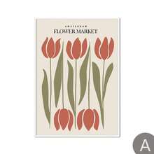 1pc Tulip Vintage Posters Abstract Wall Art Flower Market Nordic Canvas Painting Print Retro Decorative Pictures For Living Room Optional Frame - Multicolor - View 12
