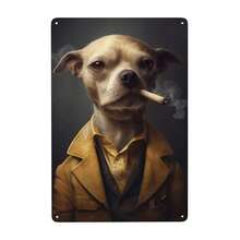 1pc/3PCS Funny Animal Smoking Vintage Metal Sign Retro Dog Giraffe Tin Sign For Home Wall Decor Bar Bedroom Gift 8x12 Inch Frameless Artistic Style Frame Vintage - Multicolor - View 64