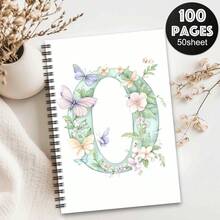 1 pieza Cuaderno de espiral con alfabeto de flores de primavera estéticas. Cuaderno de diario con letras iniciales, regalos de planificador para el trabajo, regalos perfectos para amigos, colegas, mujeres, hombres, hermanas, útiles escolares, regreso a clases