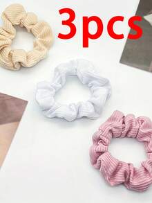 3 件可拉伸混色发圈，优雅防滑面料纹理发带，适合女士和女孩日常使用