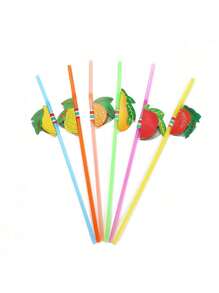 10pcs/50pcs Hawaiian Mini Umbrella Straws, Fluorescent Decor Party Crafts Straws, Colorful Tube Art Straws Suitable For Parties And Gatherings