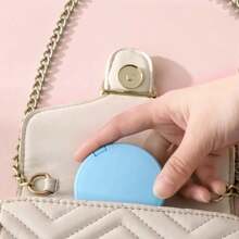 1 Stück tragbarer, faltbarer Kosmetikspiegel zum Selbermachen mit Cremekleber und 360°-Klappdeckel für Make-up, Reisen, Handtasche, Büro, Schule, Zuhause und Frauen, Mädchen, Teenager – kompakter runder Spiegel (blau/pink)