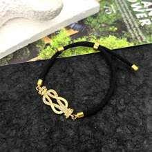 1pc Stainless Steel Elegant Micro-Inlaid Zirconia Horseshoe Buckle Adjustable Red Rope Bracelet, Luxury Style For Women, Suitable For Daily Wear, Holiday Gifts