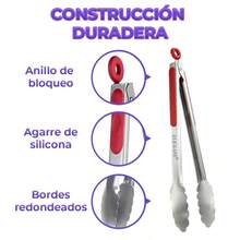 Set de tenacillas de cocina acero inoxidable pinzas utensilios para parrilla barbacoa sartén multiusos resistentes manejo fácil cocina profesional accesorios alimentos - Blanco - Ver 4