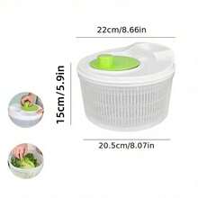 Multi-Functional Vegetable Spin Dryer, Manual Vegetable And Fruit Dryer, Double Layer Drain Basket Salad Spinner, Non-Rechargeable PP Material, Kitchen Tool, Efficient Salad Preparation, Vegetable Dehydrator - Multicolor - View 3
