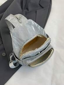 Women'S Stylish Marble-Print Backpack - Adjustable Strap, Multiple Compartments, Smooth Zipper Closure, Lightweight & Versatile Shoulder Bag In 4 Colors (White, Black, Pink, Silver Gray) - Ideal For Shopping, Photography, And Gifts, Everyday Backpack Stylish Backpack Durable Oxford Cloth