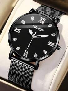 1pc Business And Leisure Men's Watch, A Casual And Simple Round Men's Mesh Quartz Watch, Suitable For Parties, Festivals, And Daily Business Wear, The Best Gift For Men.