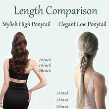 #6 Extensiones de cabello humano Remy para cola de caballo, rectas, color castaño claro, extensiones de cabello para cola de caballo envolvente para mujeres - S6 - Ver 10